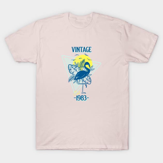 Vintage Est. 1983 Retro Flamingo T-Shirt by Green Zen Culture
